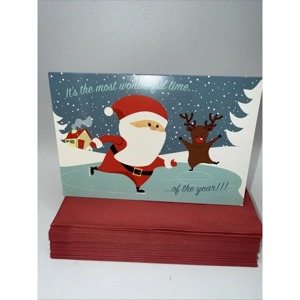 Sustainable Greetings 48 Pack‎ Santa Christmas Cards with Envelopes